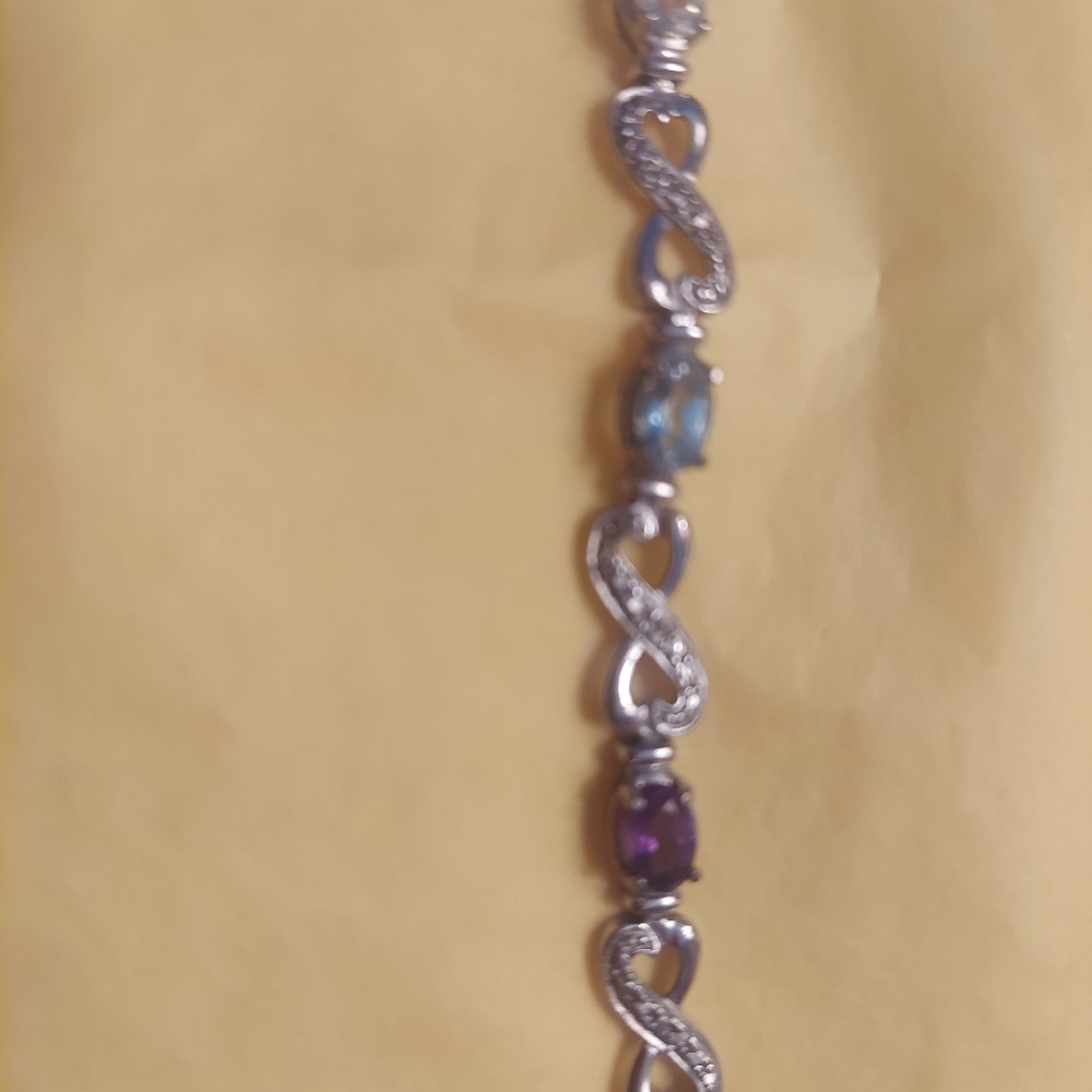 Sterling silver and gemstone infinity bracelet
